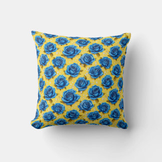 Romantic Blue Roses Modern Flower 🌹 Cushion