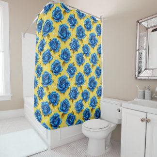 Romantic Blue Roses Modern Flower 🌹 Shower Curtain
