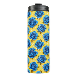 Romantic Blue Roses Modern Flower 🌹 Thermal Tumbler