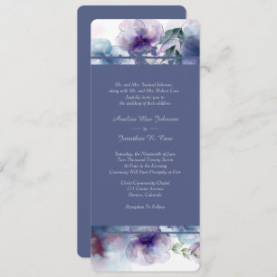 Romantic Blue Watercolor Floral Wedding Invitation