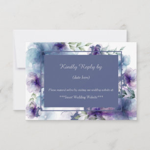 Romantic Blue Watercolor Floral Wedding RSVP
