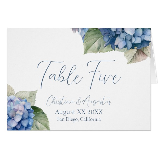 Romantic Blue Watercolor Hydrangea Flowers (Front Horizontal)