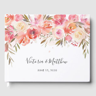 Romantic Blush Bloom Floral Wedding Guest Book