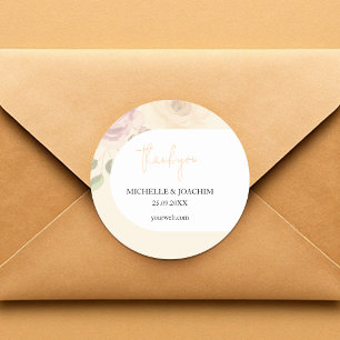 Romantic Blush Boho Floral Watercolor Classic Round Sticker