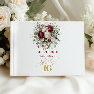 Romantic Blush Burgundy 16th Birthday Book