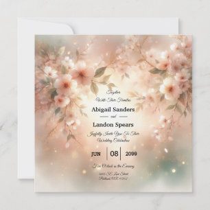 Romantic Blush Cherry Blossom Wedding Invitation
