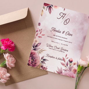 Romantic Blush Ethereal Mauve Wedding Invitation Postcard