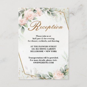Romantic Blush Floral Eucalyptus Wedding Reception Enclosure Card
