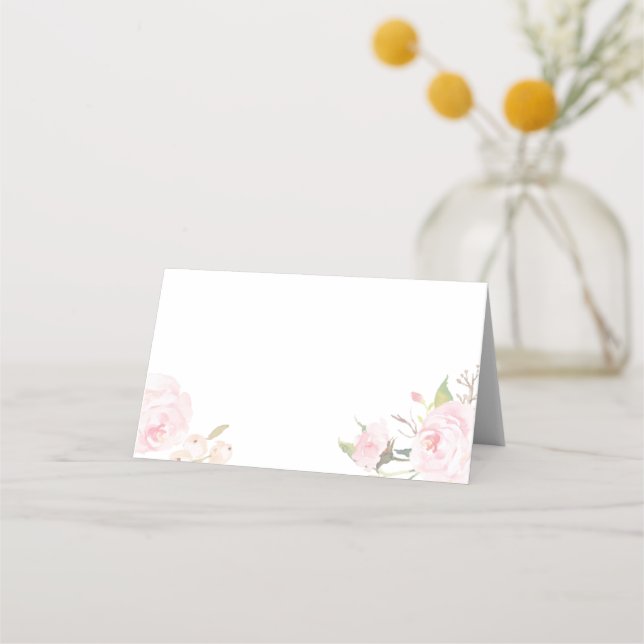 Romantic Blush Floral Folded Place Cards (Front)