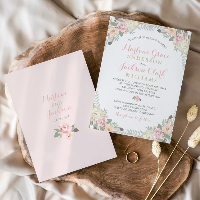 Romantic Blush Floral Garden Wedding Invitation (Creator Uploaded)