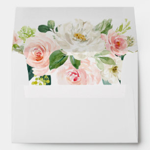 Romantic Blush Floral Liner Wedding Envelopes