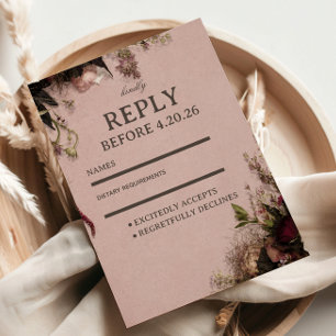 Romantic Blush Floral RSVP Card