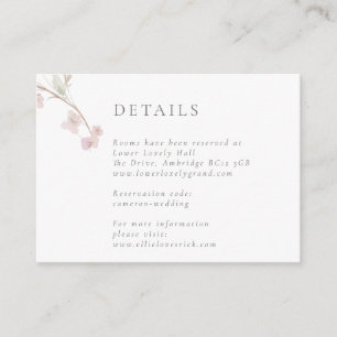 Romantic Blush Floral Wedding Details Enclosure Card