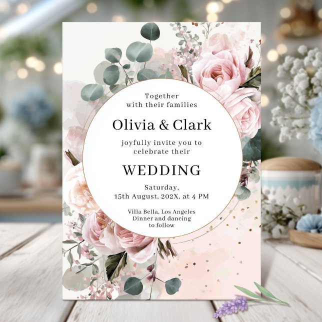 Romantic Blush Floral Wedding Invitation (Creator Uploaded)