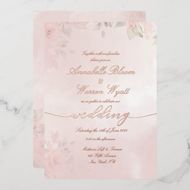 Romantic Blush Garden Roses 2 With Rose (Front/Back)