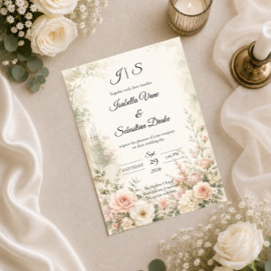 Romantic Blush Garden Serenity Wedding Invitation