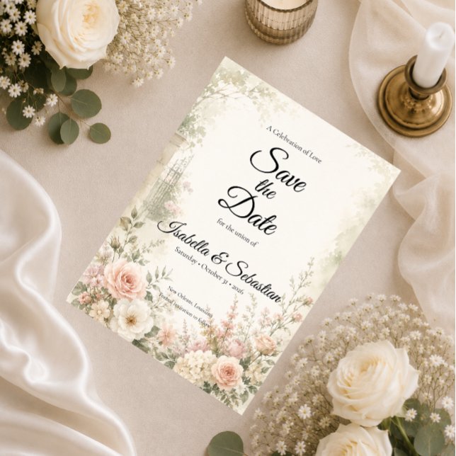 Romantic Blush Garden Serenity Wedding Save The Date (Creator Uploaded)