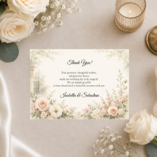 Romantic Blush Garden Serenity Wedding Thank You Card
