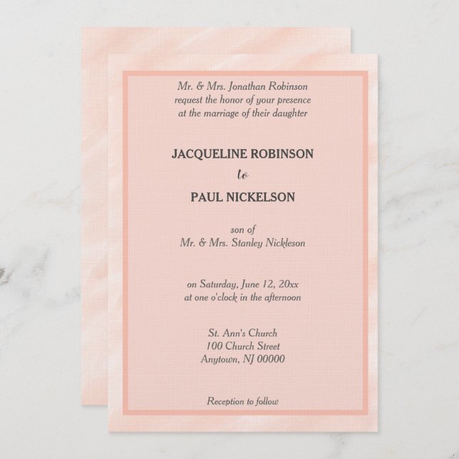 Romantic Blush Grey Watercolor Wedding Invitations (Front/Back)