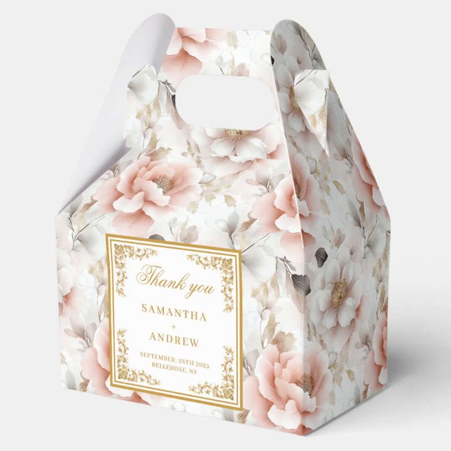 Romantic blush ivory boho floral wedding favour bo box (Romantic blush ivory boho floral wedding favor box)