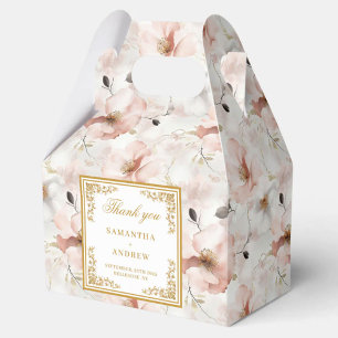 Romantic blush ivory gold floral wedding favor box
