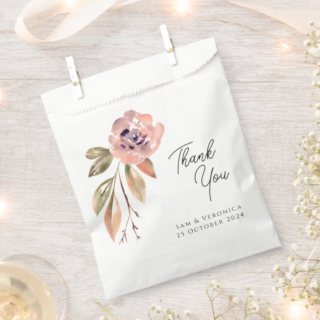 Romantic Blush Mauve Watercolor Favour Bag (Clipped)