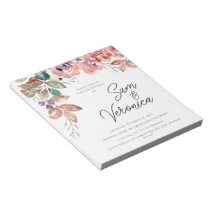 Romantic Blush Mauve Watercolour Floral Wedding In Notepad