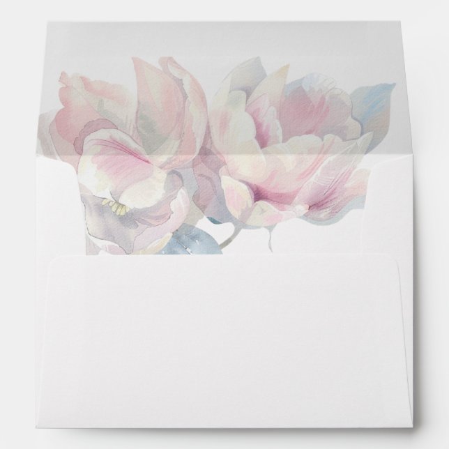 Romantic Blush Peony Floral Wedding Envelope (Back (Bottom))