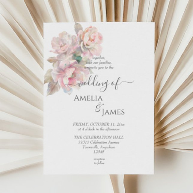 Romantic Blush Peony Floral Wedding  Invitation (Creator Uploaded)