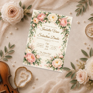 Romantic Blush Peony Wedding Invitation