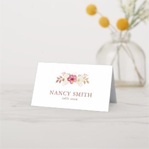 Romantic Blush Pink Botanical Wedding Table  Place Card
