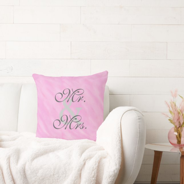 Romantic Blush Pink Bride Groom Reversible Pillow (Couch)