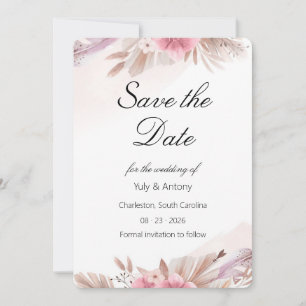 Romantic Blush Pink Champagne Marriage Reminder Save The Date