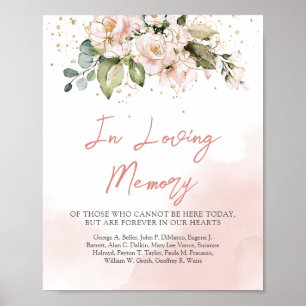 Romantic blush pink floral in loving memory sign