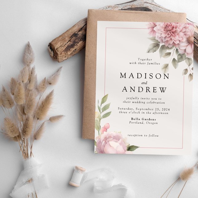 Romantic Blush Pink Floral Wedding Invitation (Creator Uploaded)