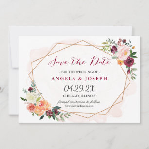 Romantic Blush Pink Floral Wedding Save the Date