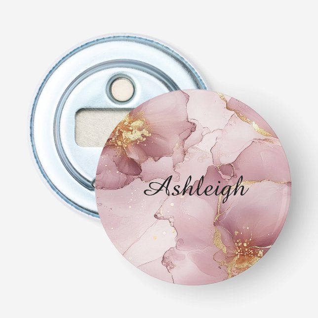 Romantic Blush Pink Gold Floral  Bottle Opener (Front)
