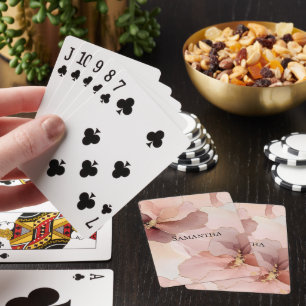 Romantic Blush Pink Gold Floral  Playing Cards