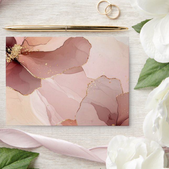 Romantic Blush Pink Gold Floral Wedding Envelope (Wedding)