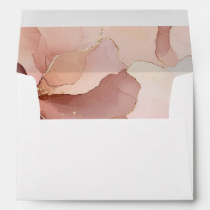 Romantic Blush Pink Gold Floral Wedding Envelope