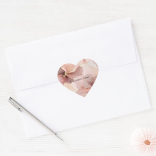 Romantic Blush Pink Gold Floral Wedding Heart Sticker