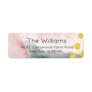Romantic Blush Pink Grey and Gold Watercolor Return Address Label