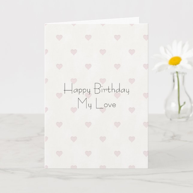Romantic Blush Pink Hearts Birthday Card (Small Plant)