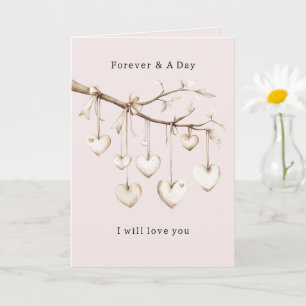 Romantic Blush Pink Hearts Tree Forever Love Card
