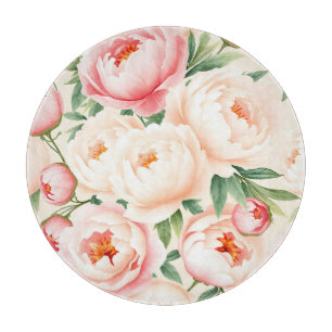 Romantic Blush Pink Peony Pattern Cutting Board