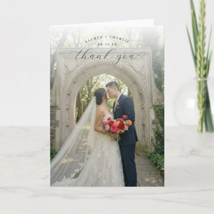 Romantic Blush Pink Photo Thank You Card