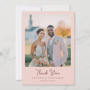 Romantic Blush Pink Photo Thank You Card