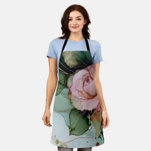Romantic Blush Pink Rose Floral Bridal shower Apron