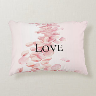 Romantic Blush Pink Rose Petals Decorative Cushion