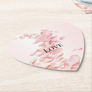 Romantic Blush Pink Rose Petals Paper Coaster